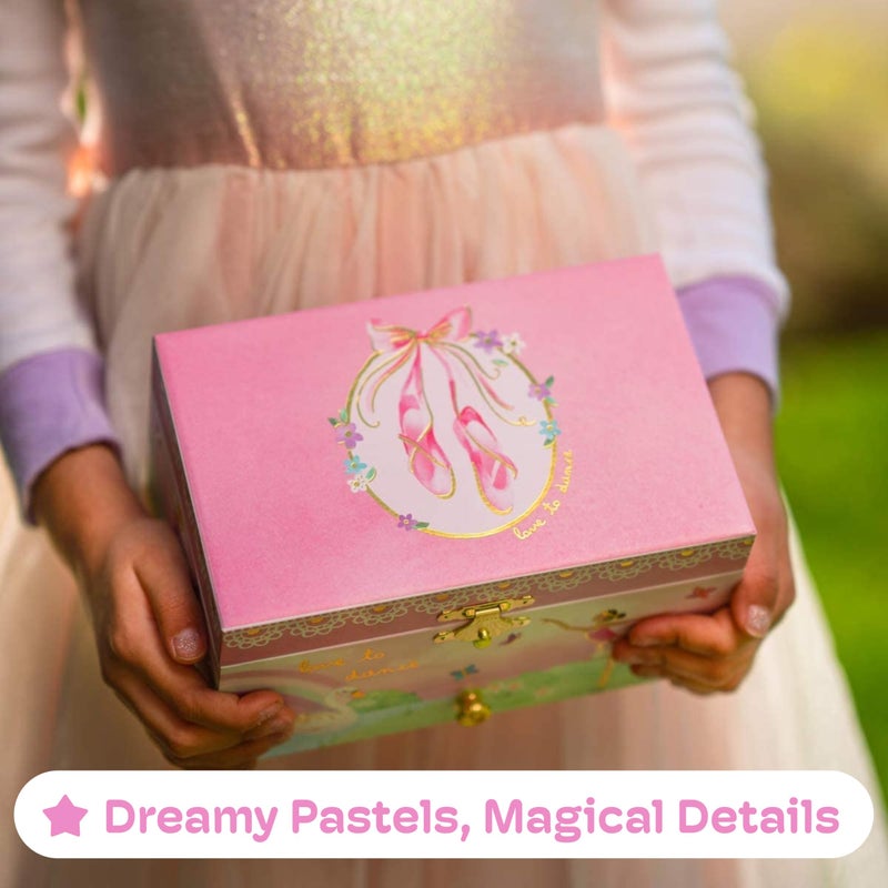 Jewelkeeper Jewelry Box for Girls - Spinning Ballerina Doll to Swan Lake Tune Music Box - Pink Jewelry Boxes for Girls with 2 Drawers - Ideal for Storing Necklaces and Bracelets - 7Lx5Hx6W Inches - Image 4